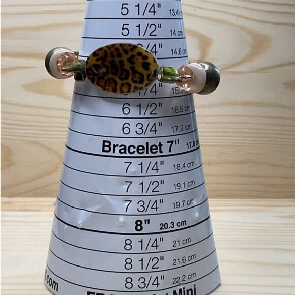 Safari Leopard Multi Bead Stretch Bracelet - Picture 2 of 4